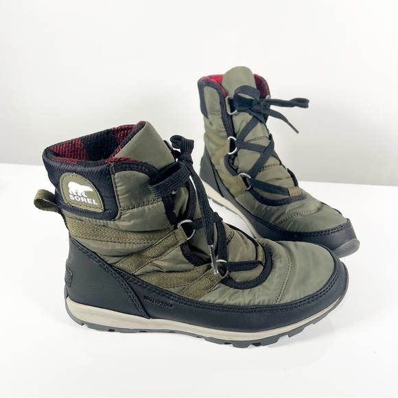 Sorel Whitney Waterproof Lace Up Boot Green 7 Nori Buffalo - Picture 2 of 6